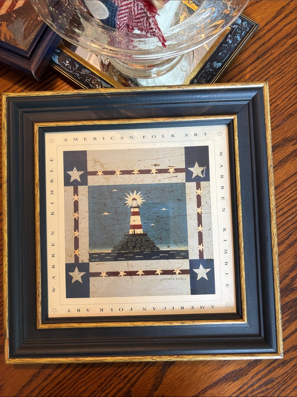 Warren Kimble American Folk Art Framed Lighthouse Print